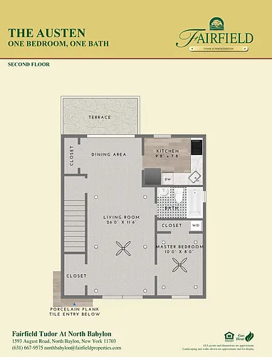 Floor plan AUSTEN - 1BR, 1BTH, UPPER