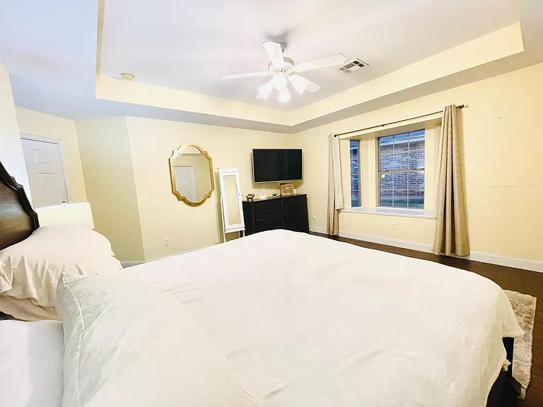 Master bedroom with bay window