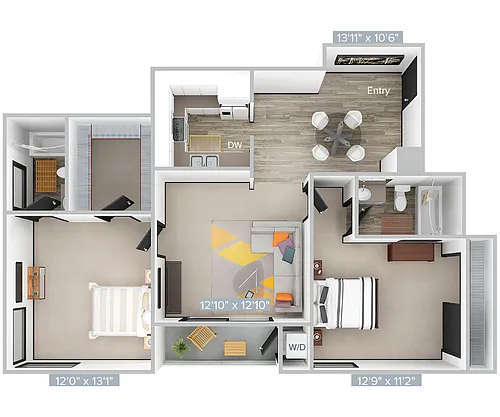 Floor plan Q_2B2B_877SF_316-Standard