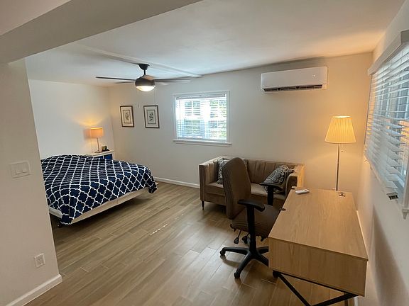 Bedroom area with desk