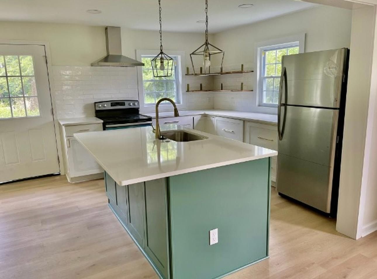 Sage green kitchen with shaker cabinets in a renovated 1880s house,  Minneapolis, Minnesota [2500x1667] : r/RoomPorn