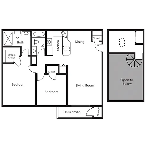 Floor plan Two Bedroom Loft