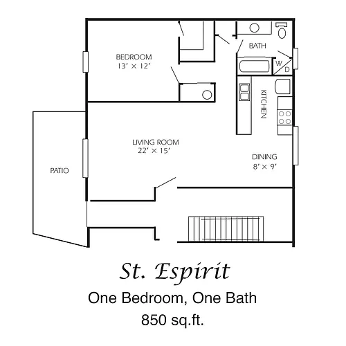 Floor plan 1 Bed/1 Ba Up Mini W/D