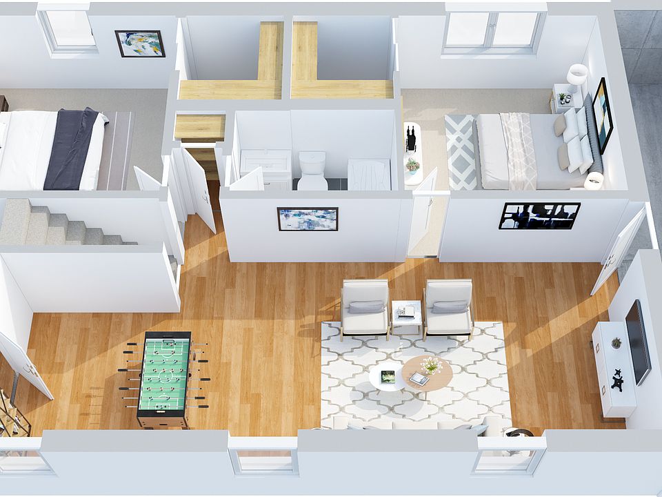 Basement 3D (family room, 2 bedrooms and full bath)