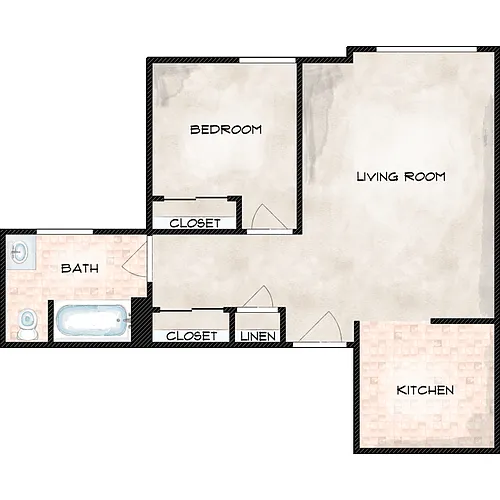 Floor plan 1 Bed 1 Bath B