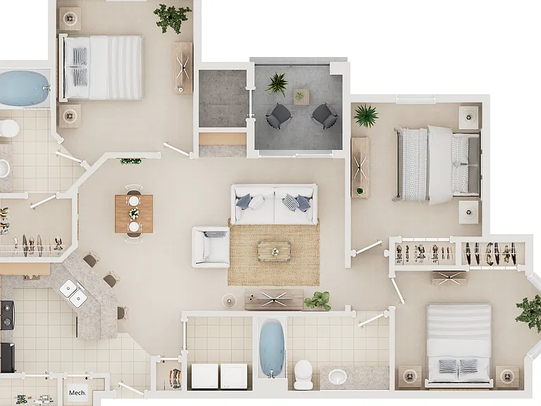 Explore this chic sanctuary complete with three spacious bedrooms and a contemporary open-concept design. Explore this chic sanctuary complete with three spacious bedrooms and a contemporary open-concept design.