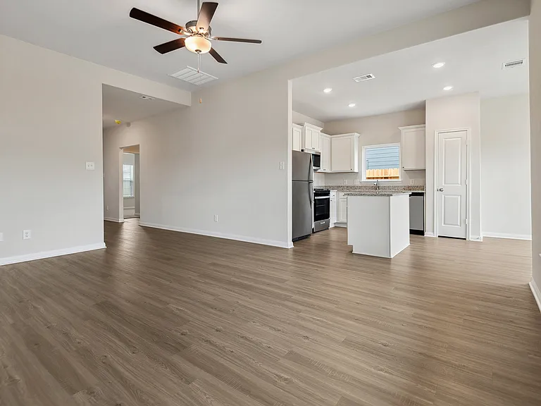 The kitchen overlooks the family room.