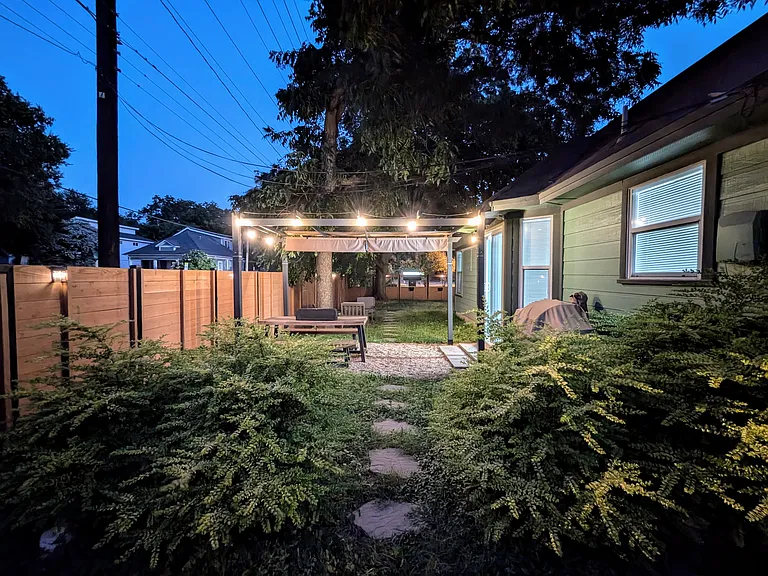 A few shots outside the house at night