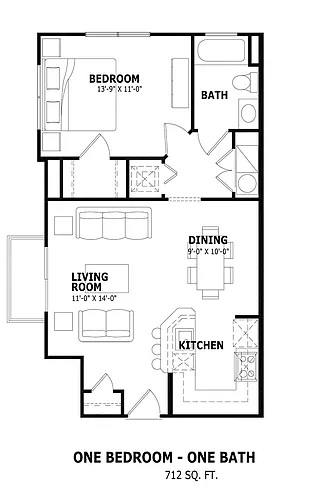 Floor plan 1 Bedroom 1 Bathroom