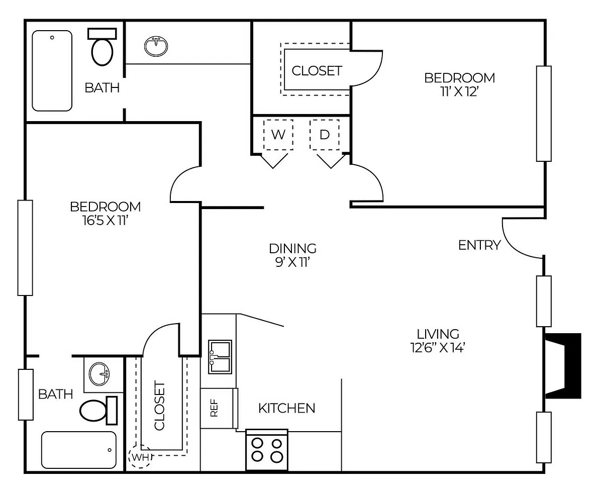 Floor plan B7 | 2 Bed | 2 Bath | Classic