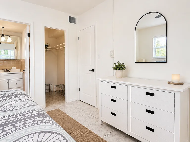 dresser and large walk-in closet