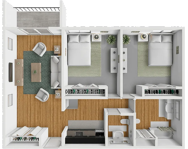 Floor plan 2 Bedroom 1.5 Bath