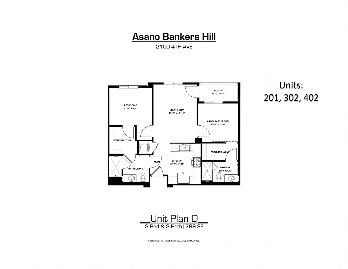 Floor plan 2 Bedrooms, 2 Bathrooms