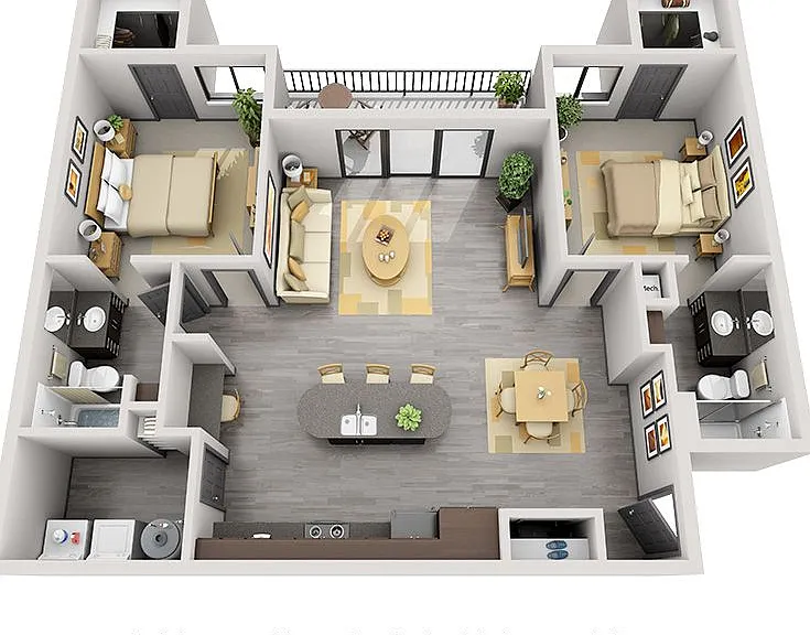 Seven - 2x2 - 2 Beds - 2 Baths - 1152 Sq. ft.