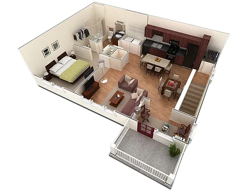 Floor plan A6 Apollo - 1 Bedroom, 1 Bathroom