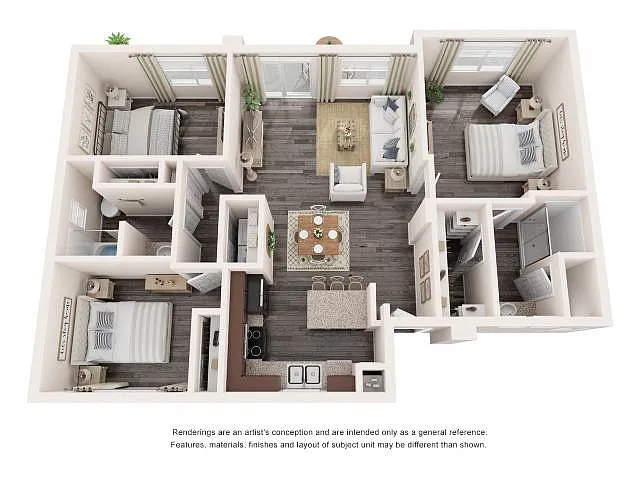 Floor plan Three Bedroom Two Bathroom