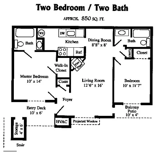 Floor plan 2x2 Upstairs Blackfin