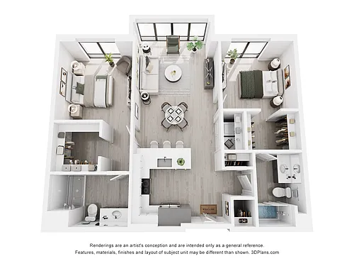 Floor plan B1C Two Bedroom Two Bathroom