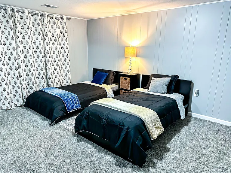 Two twin beds in the basement