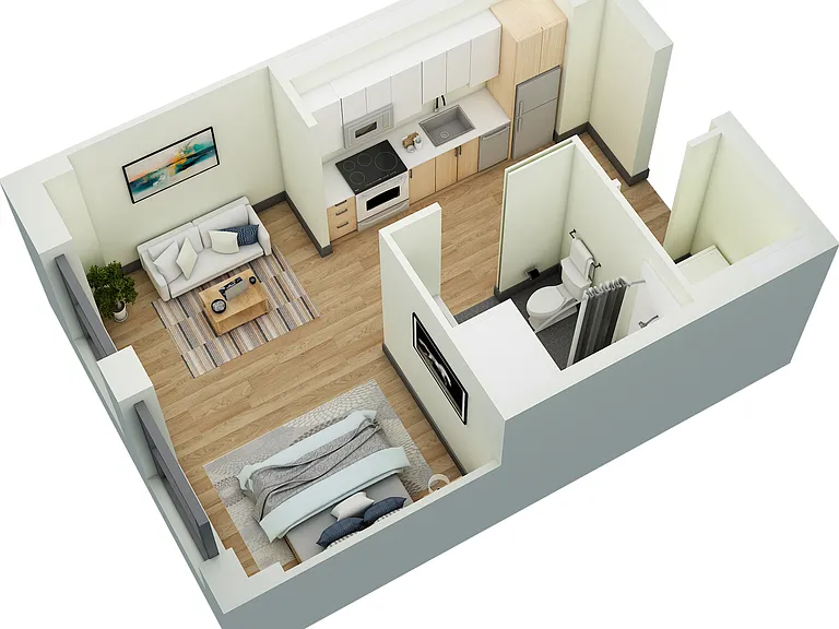 Studio, 1 Bath- F Studio, 1 Bath- F