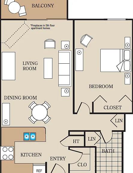 1 Bedroom Floorplan B 1 Bedroom Floorplan B