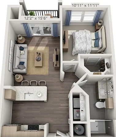 Floor plans are artist's rendering. All dimensions are approximate. Actual product and specifications may vary in dimension or detail. Not all features are available in every apartment. Prices and availability are subject to change. Floor plans are artist