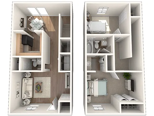 Floor plan 2 Bedroom 1.5 Bath Townhome