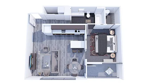 Floor plan One Bed One Bath A