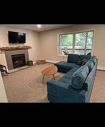 Family room propane fireplac