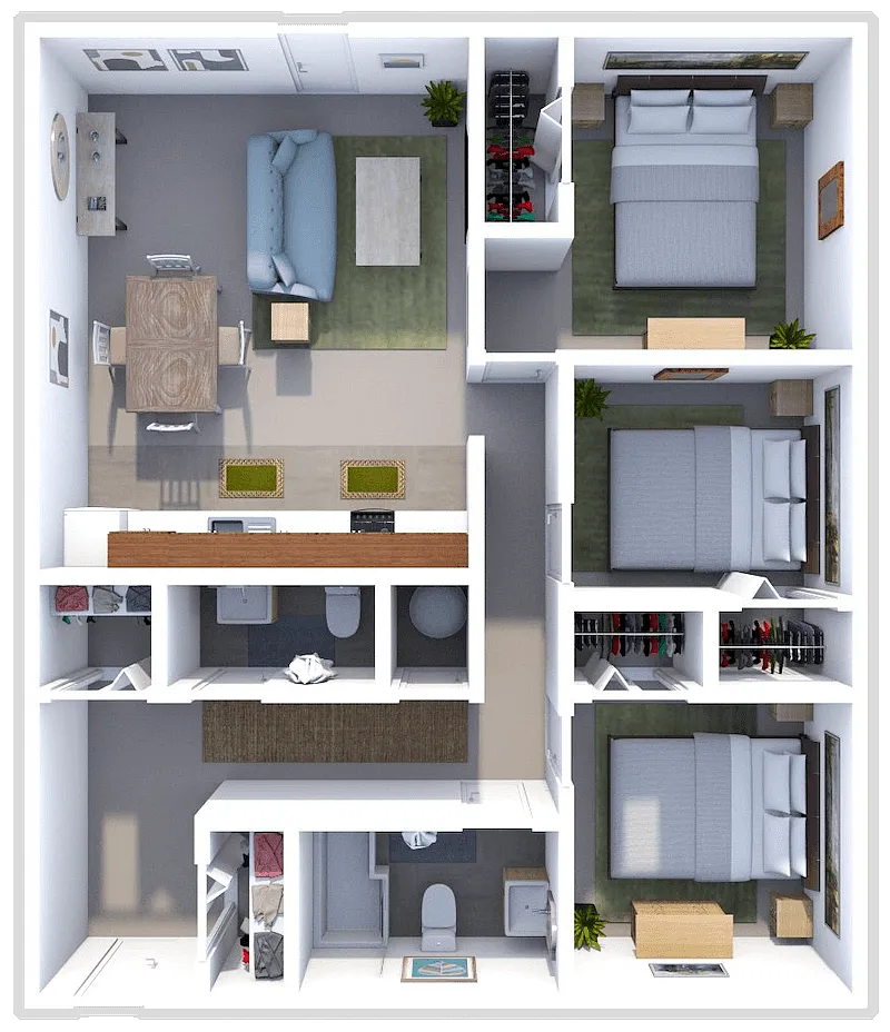 Floor plan SANDPIPER COVE 3 BEDROOM 1 BATH HC