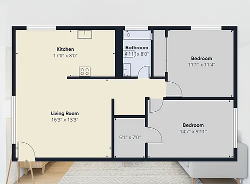 Floor plan 1BD 1BA