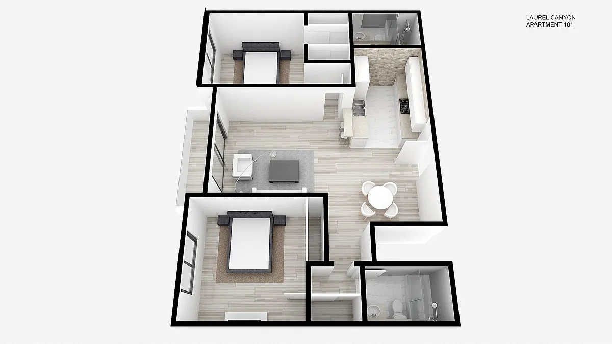 Floor plan Two Bed ~ Two Bath
