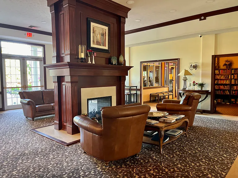Lobby Fireplace & Library