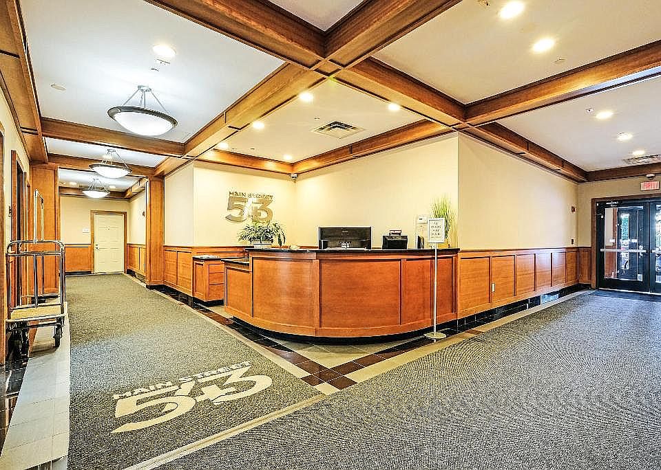 Building lobby with doorman 