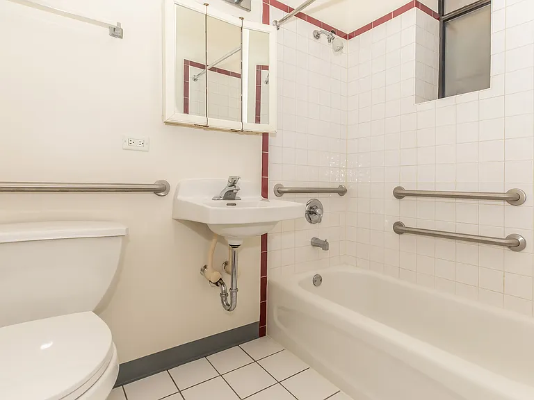 1 bedroom 1 bathroom ADA unit washroom.