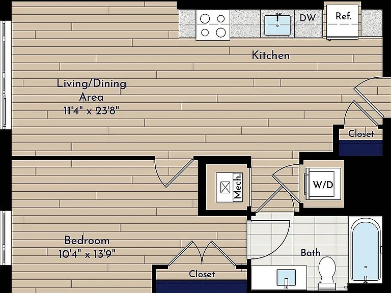 A 1BR-H One Bedroom Floor Plan A 1BR-H One Bedroom Floor Plan