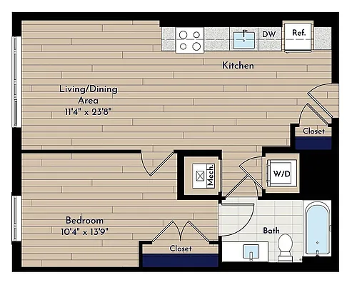 Floor plan A 1BR-H