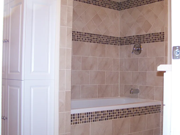 bathroom and built-in storage