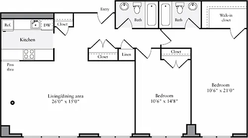 Floor plan The Lofts 2 Bedrooms MM