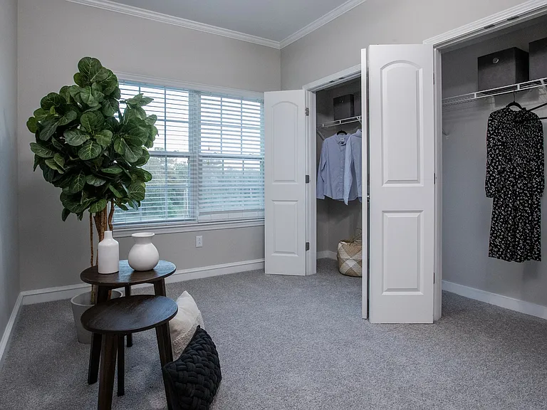Large double closets offer plenty of room for everyone to spread out.
