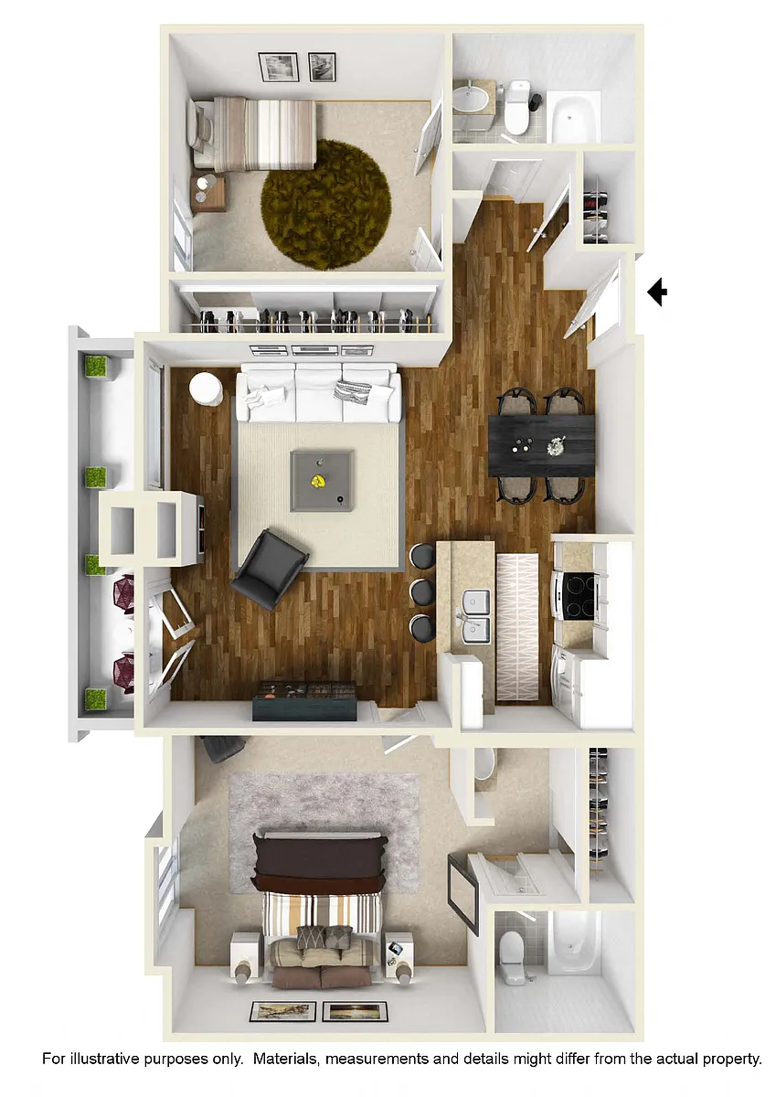 Floor plan Two Bed Two Bath