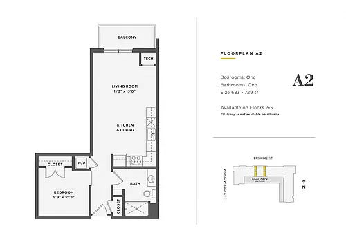 Floor plan 1 Bedroom Unit - A2