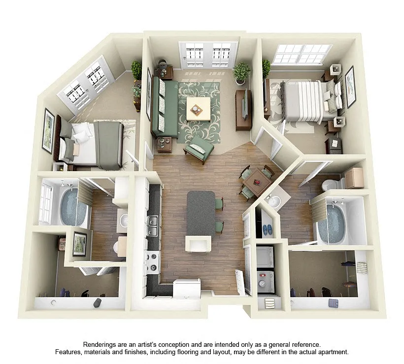 Floor plan B1 2 Bedroom 2 Bath