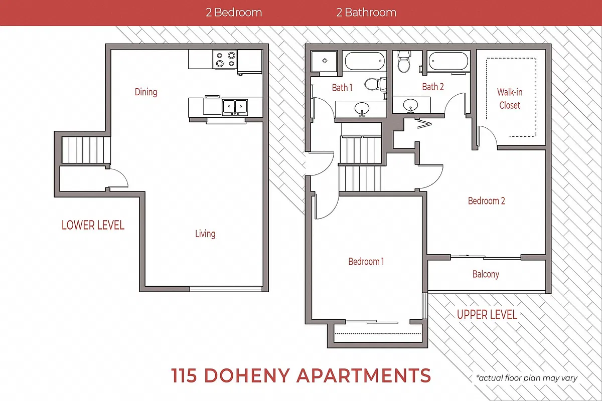 Floor plan 2 Bedroom, 2 Bath