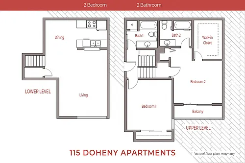 Floor plan 2 Bedroom, 2 Bath