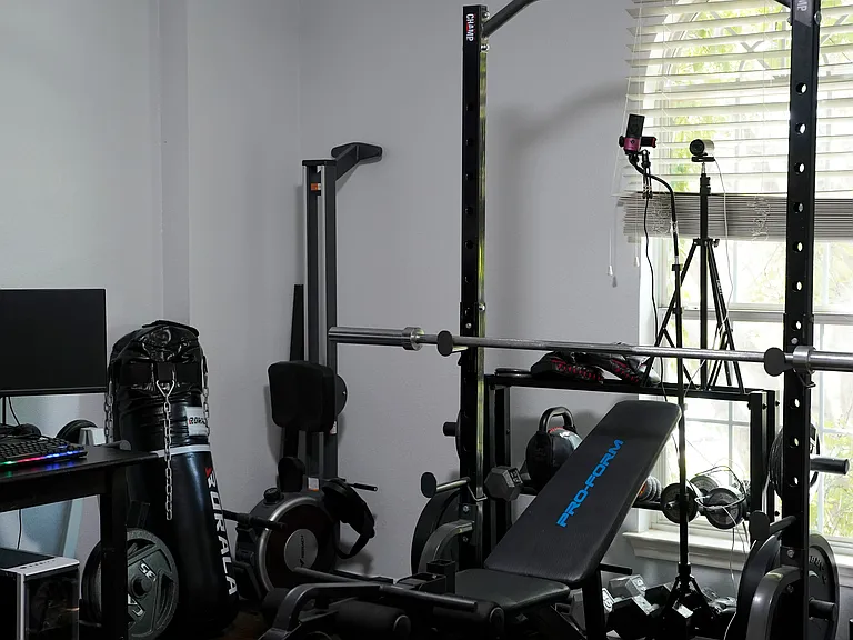 Workout/media room. Walls are insulated for better sound.