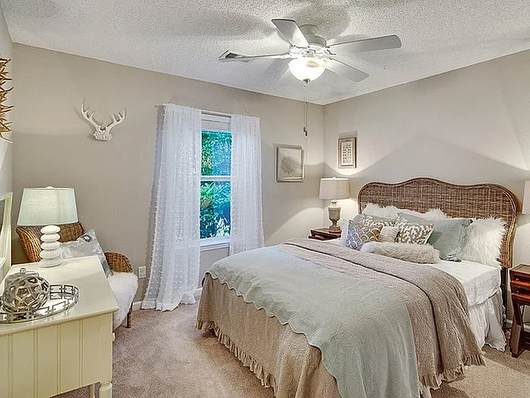 Cozy bedroom with carpet