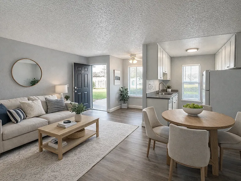 living room and kitchen