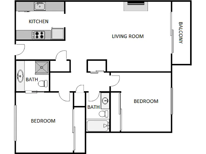 Floor plan 2 Bed / 2 Bath: Type C