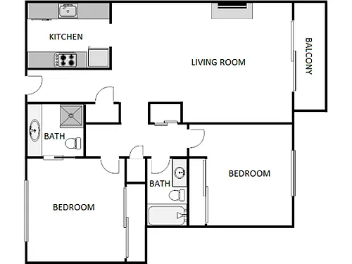 Floor plan 2 Bed / 2 Bath: Type C